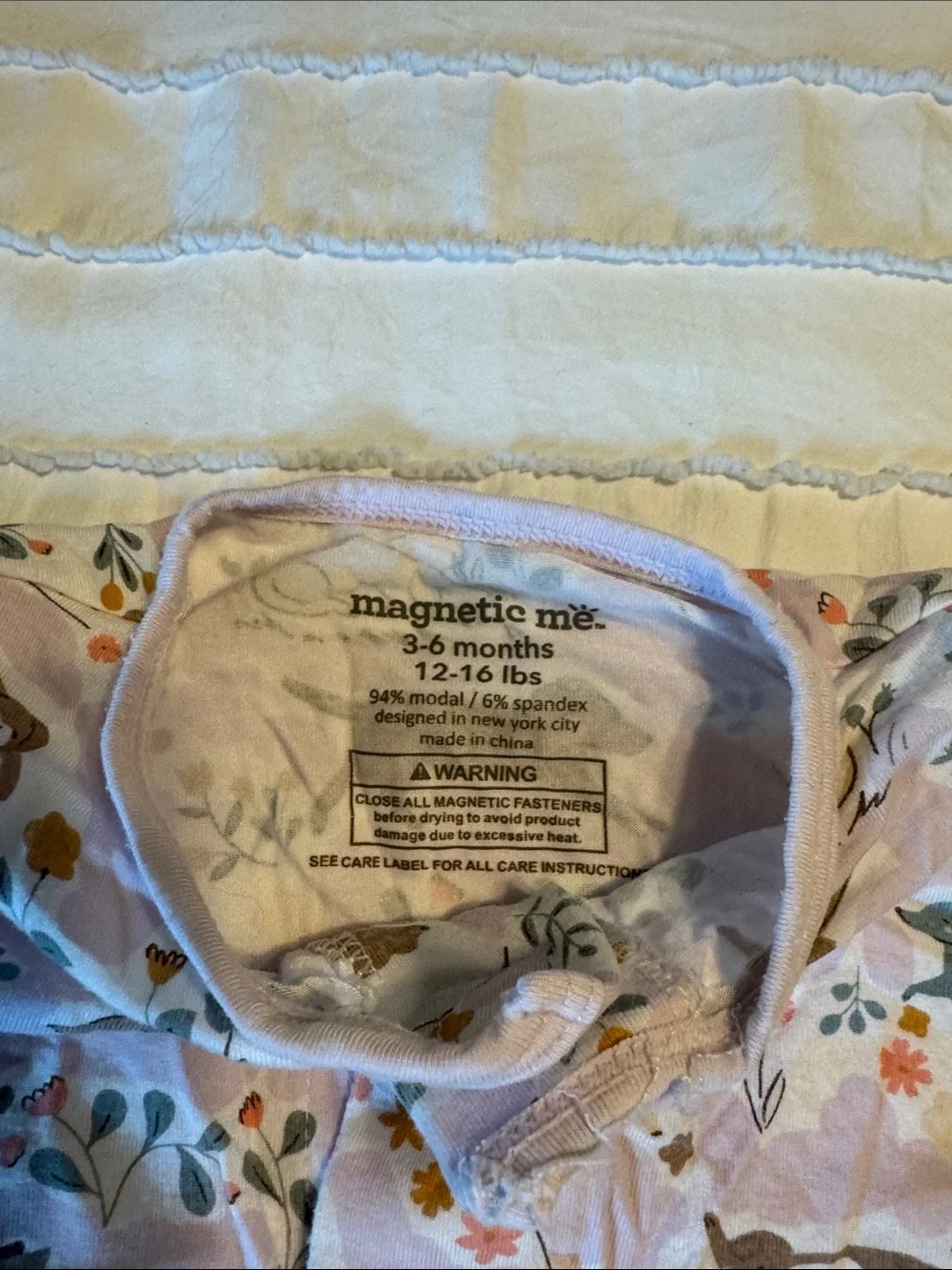 Magnetic Me 3-6 mo Pink Footed One-Piece with Dog Print